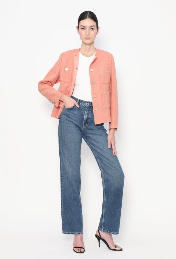 Chanel 2021 Collarless Tweed 'CC' Jacket - 4