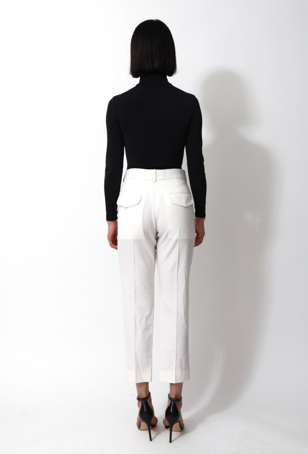 Louis Vuitton White Crepe Tapered Trousers - 3