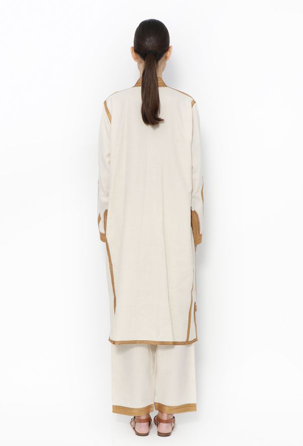 World Treasures Authentic Moroccan Embroidered Linen Ensemble Ivory & Gold - 6