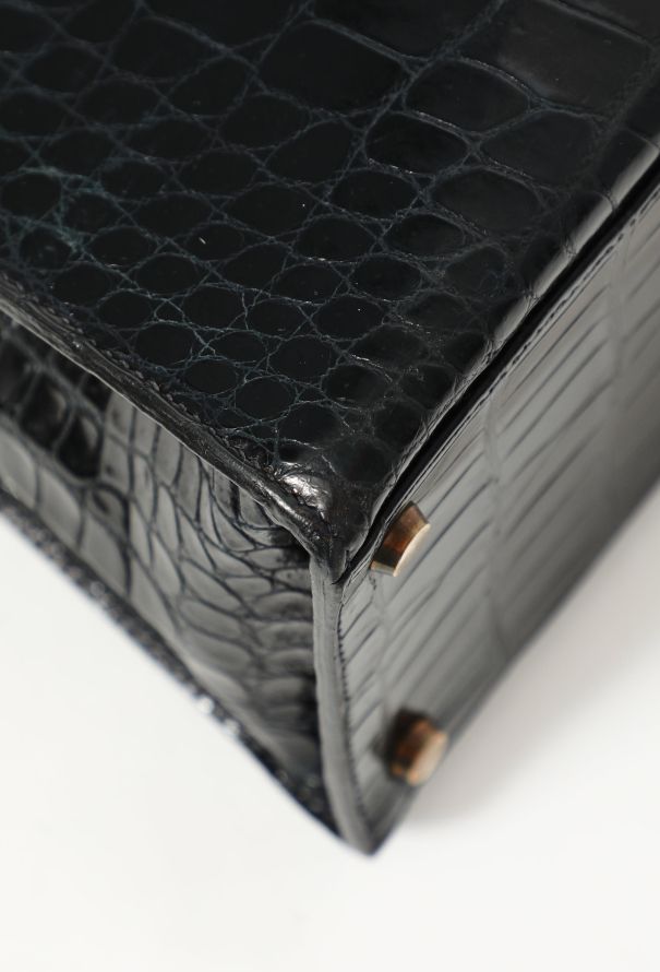 Hermès '50s Bleu Nuit Porosus Kelly Sellier 32 - 10