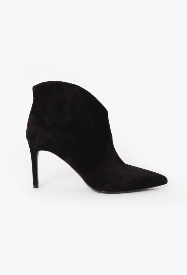 Saint Laurent Suede Stiletto Ankle Boots – Black - 1