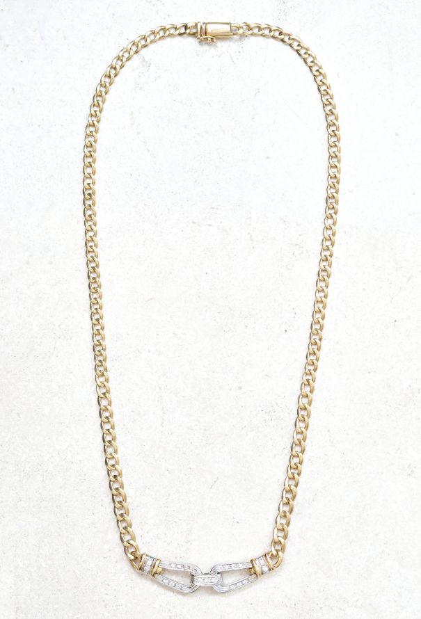 Vintage Fine Jewelry Vintage 18k Gold & Diamond Chainlink Necklace – 1980s - 1