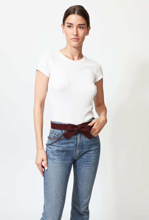 Chanel F/W 2002 Felt Bow Chainlink Belt - 4