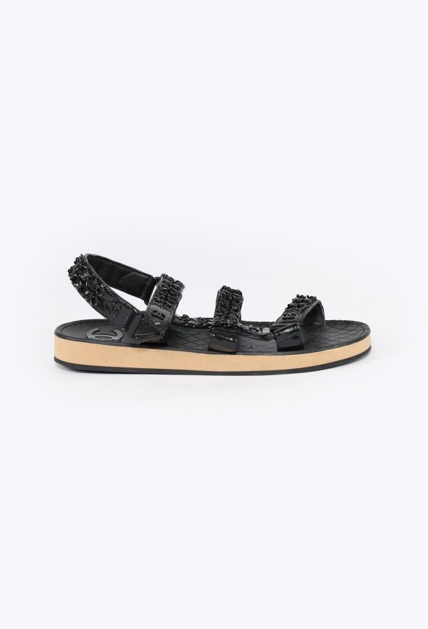 Chanel 2022 Chainlink Lambskin 'CC' Sandals - 1