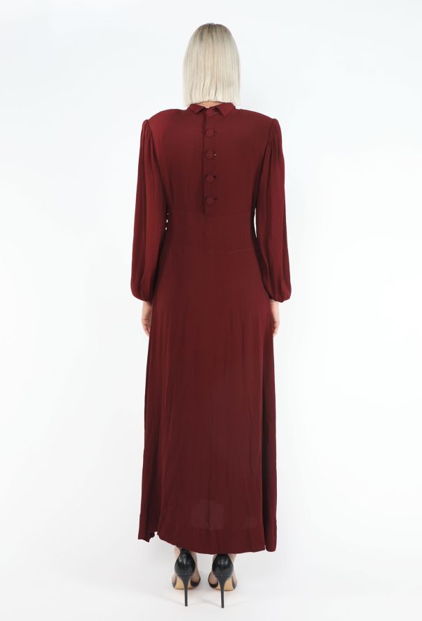 1930s Burgundy Box Pleat Dress - 4