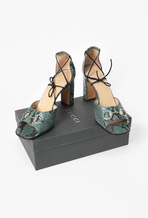 Gucci CAMPAIGN 1996 Snakeskin Horsebit Sandals - 6