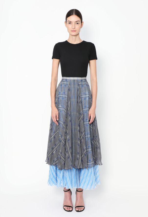 Louis Vuitton S/S 2024 Layered Plaid Chiffon Skirt - 6