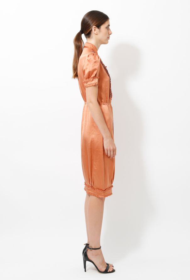 Saint Laurent Fringe Trim Satin Dress - 4