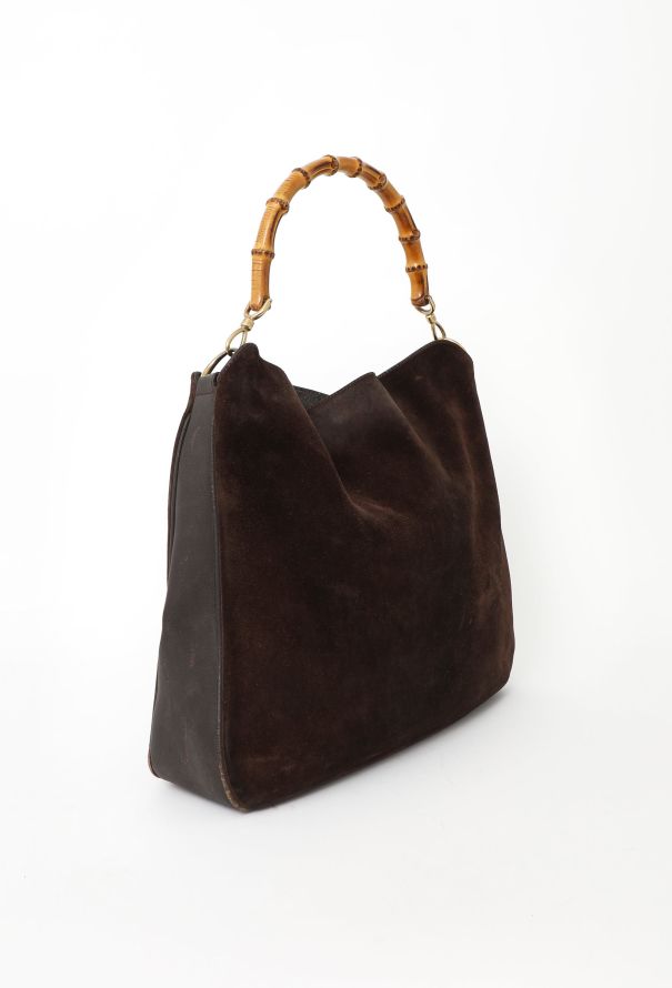 Gucci Suede Bamboo Hobo Bag - 2