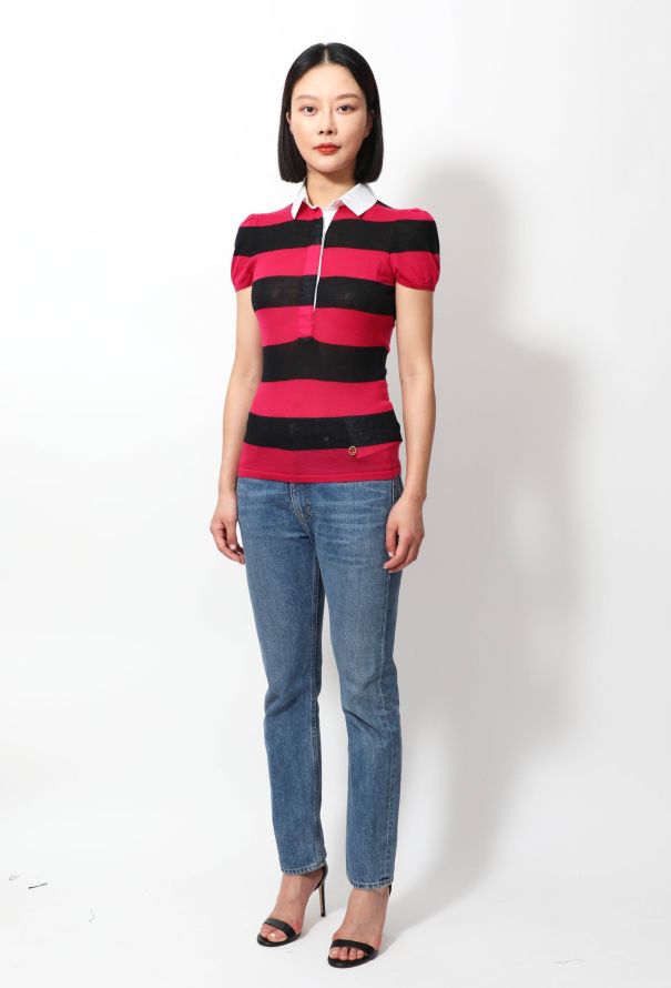 Gucci S/S 2006 Striped Cashmere Polo Top - 4