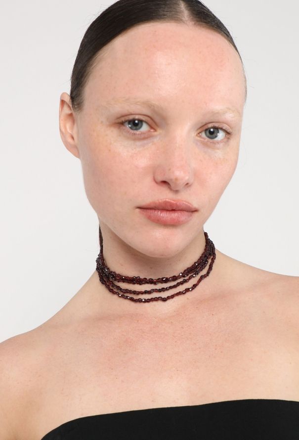Vintage Fine Jewelry 18k Yellow Gold & Almandine Choker Necklace - 2