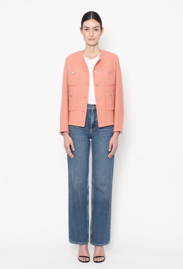 Chanel 2021 Collarless Tweed 'CC' Jacket - 2