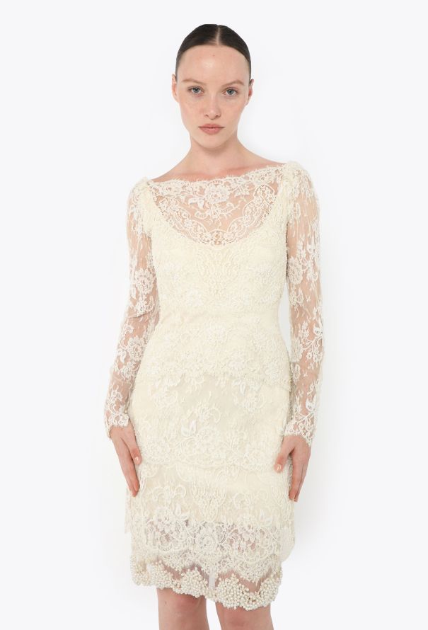 STUNNING Hand-Beaded Chantilly Bridal Dress - 1