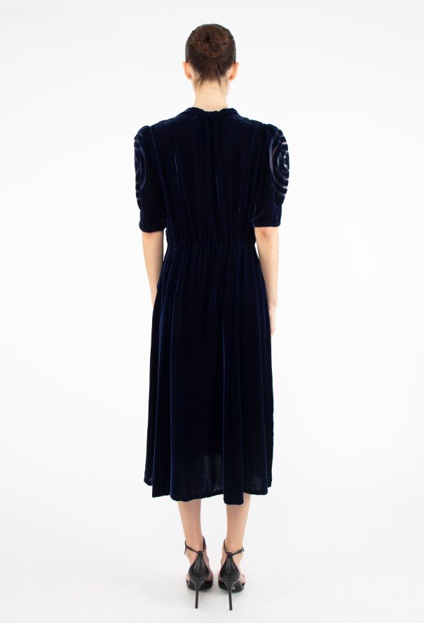 '70s Velvet Shirred Dress - 4