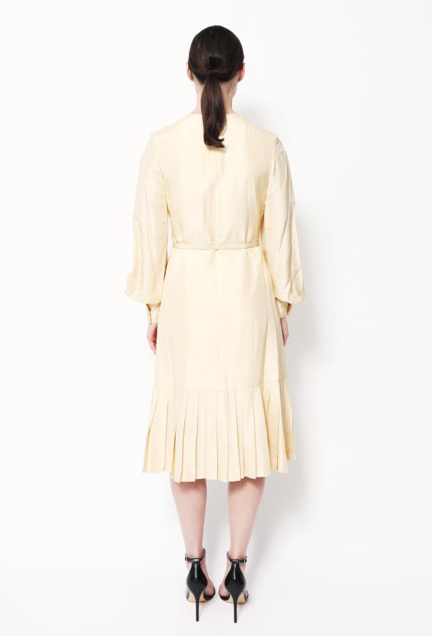 Vintage Jean Patou Beige Silk Belted Dress - 3