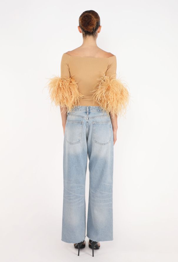 Saint Laurent Ostrich Feather Ribbed Top, S/S 2021 - 5