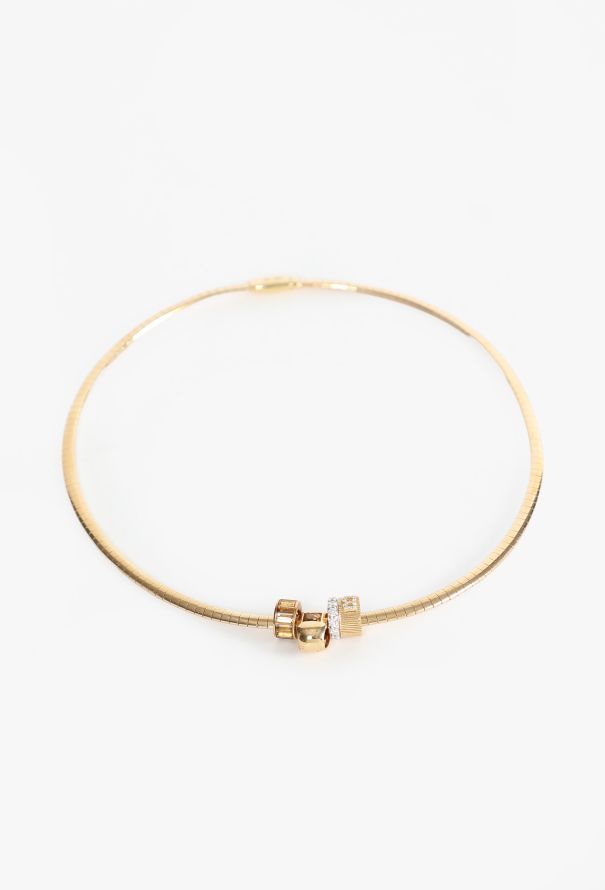Modern Fine Jewelry FoundRae 18K Yellow Gold Omega Sleek Collar & Charms - 3