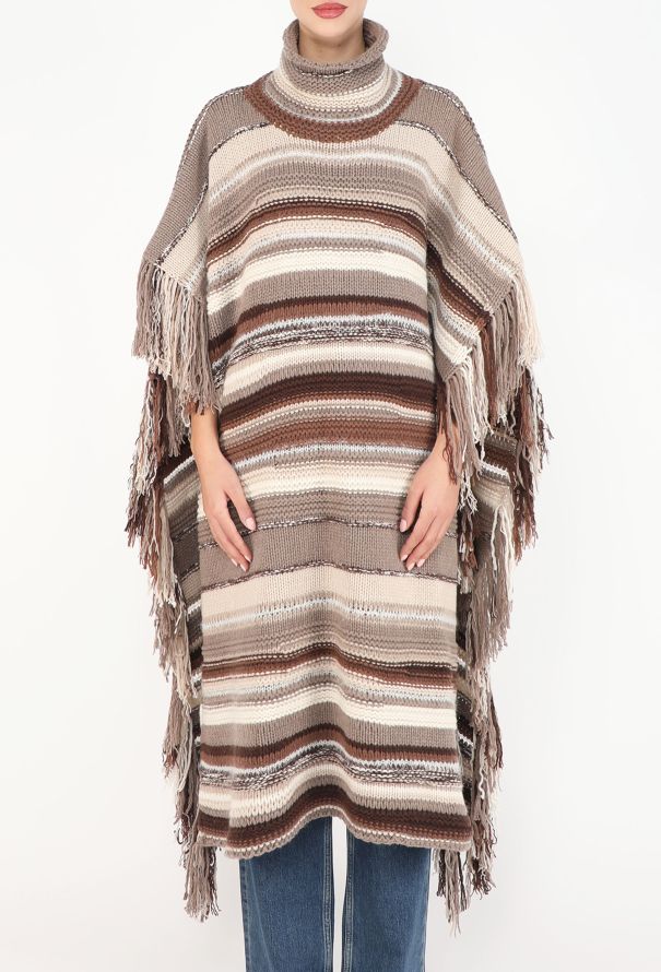 Chloé Fall 2021 Striped Cashmere Poncho - 3