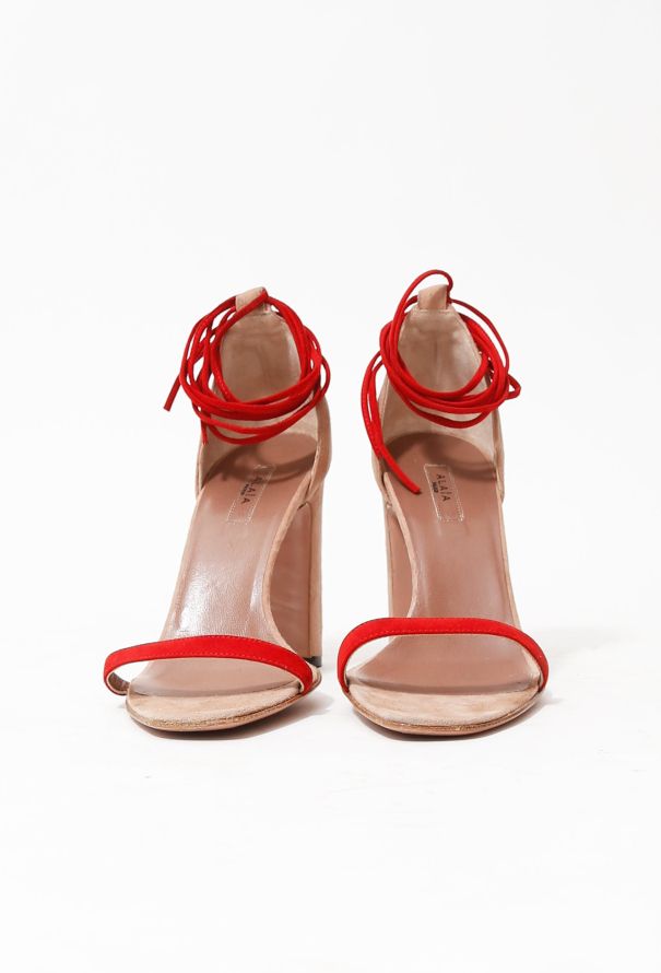Alaïa Lace Up Suede Sandals - 5