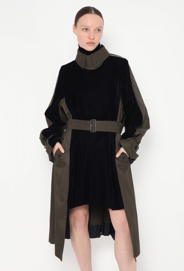 Sacai F/W 2021 Belted Velvet Trench Dress - 3