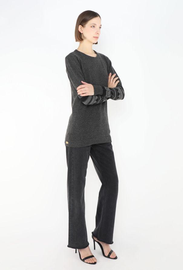 Chanel '80s Scottish Grey Cashmere Sweater - 3