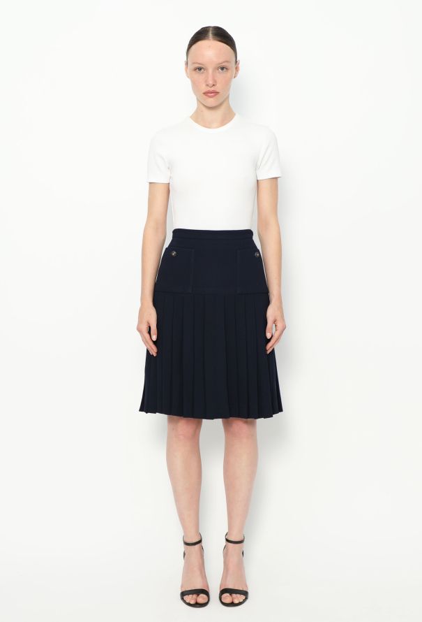 Chanel '90s Pleated Crêpe 'CC' Skirt - 3