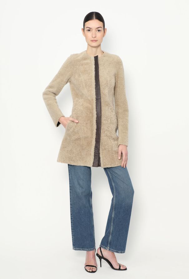 Céline Pre-Fall 2010 Cream Shearling Coat - 5