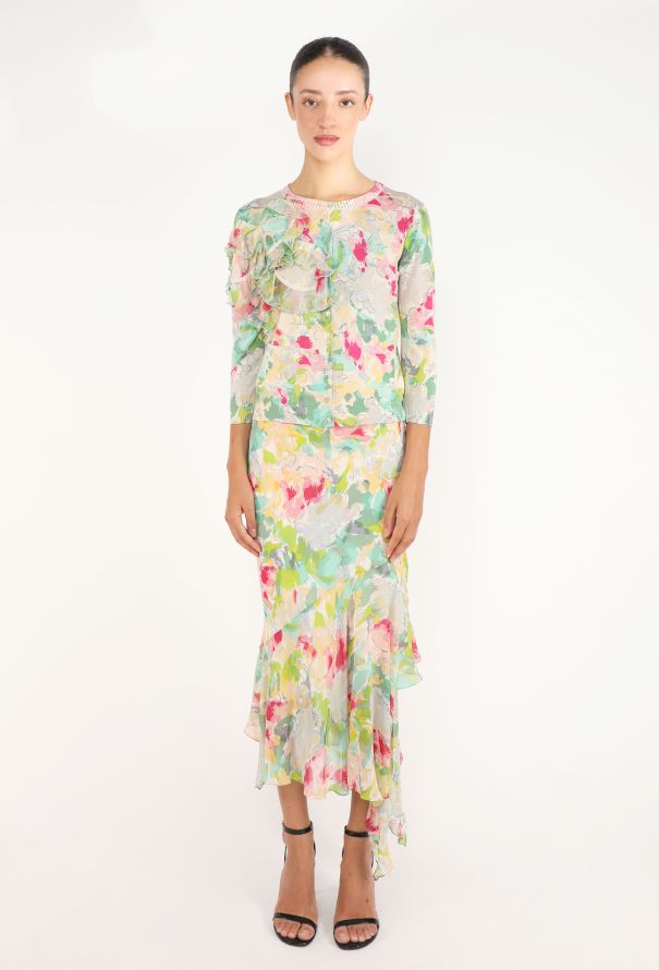John Galliano Floral 3-Piece Chiffon Ensemble, 2005 - 3