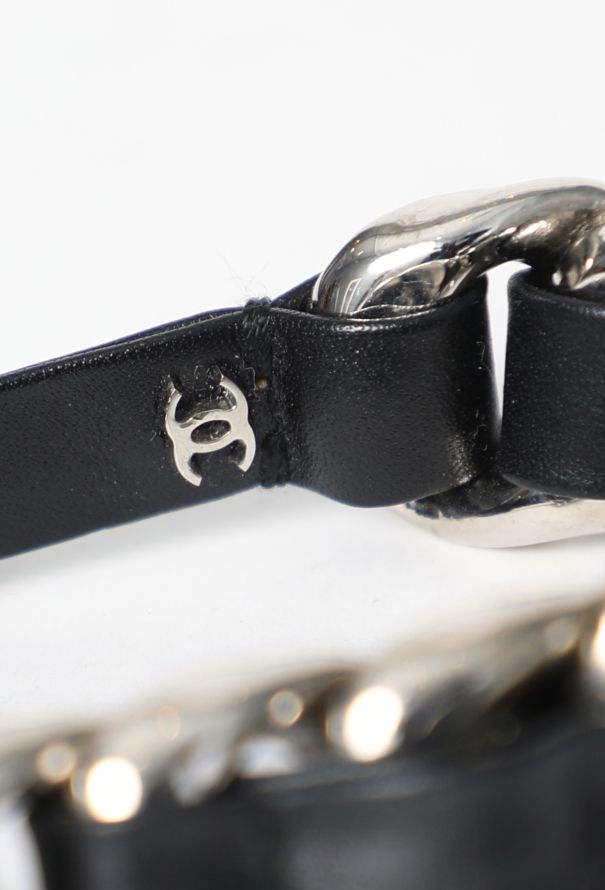 Chanel '90s Interwoven Chainlink & Leather Bracelet - 4