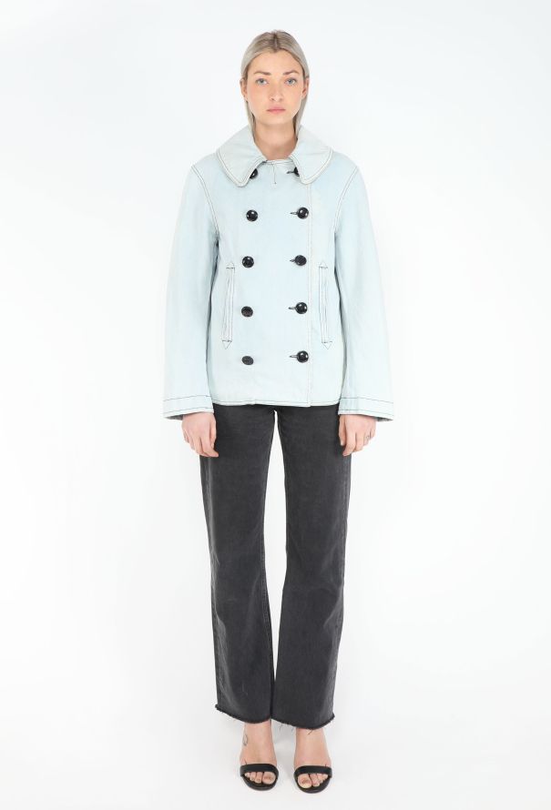 Balenciaga Washed Denim Peacoat - 1
