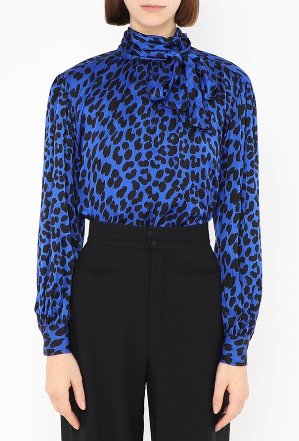 Saint Laurent Leopard Silk Lavallière Blouse - 1