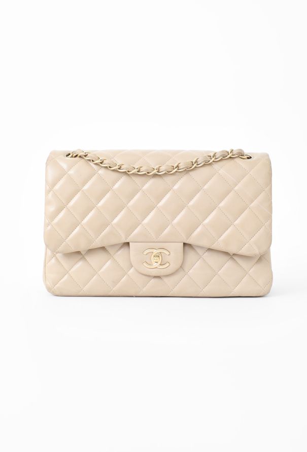 Chanel Beige Jumbo Timeless Flap Bag - 1