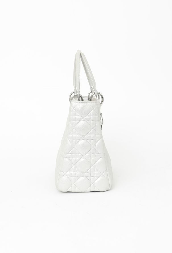 Dior Metallic Silver Lady Dior Bag - 4