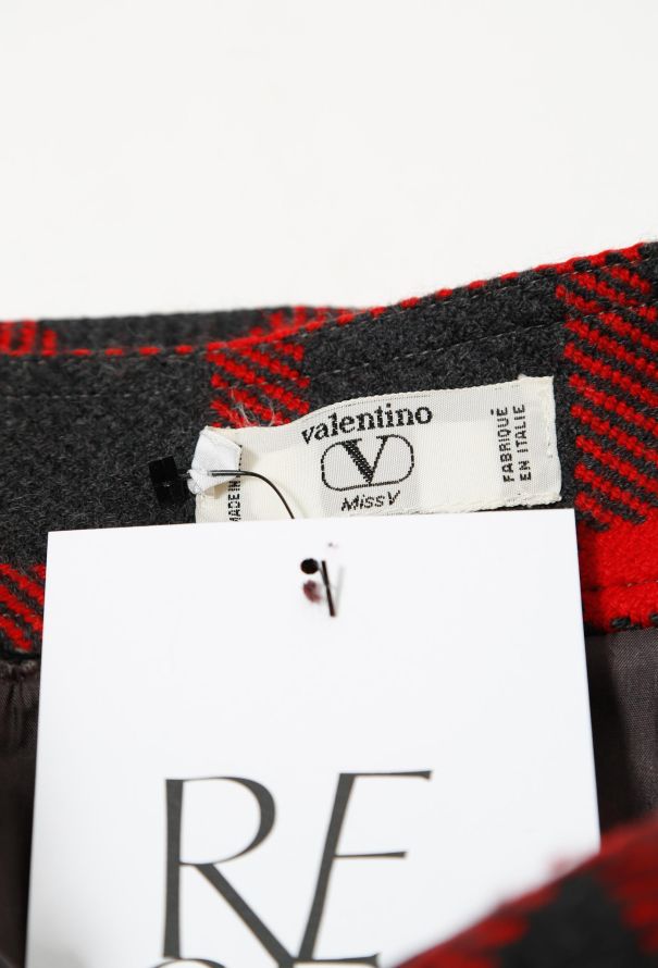 Valentino 90s Checkered Peplum Wool Skirt - 5