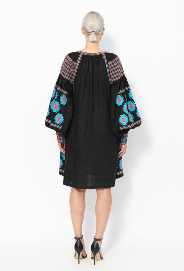 Vita Kin Embroidered Linen Tassel Tunic – Black Bicolor - 4