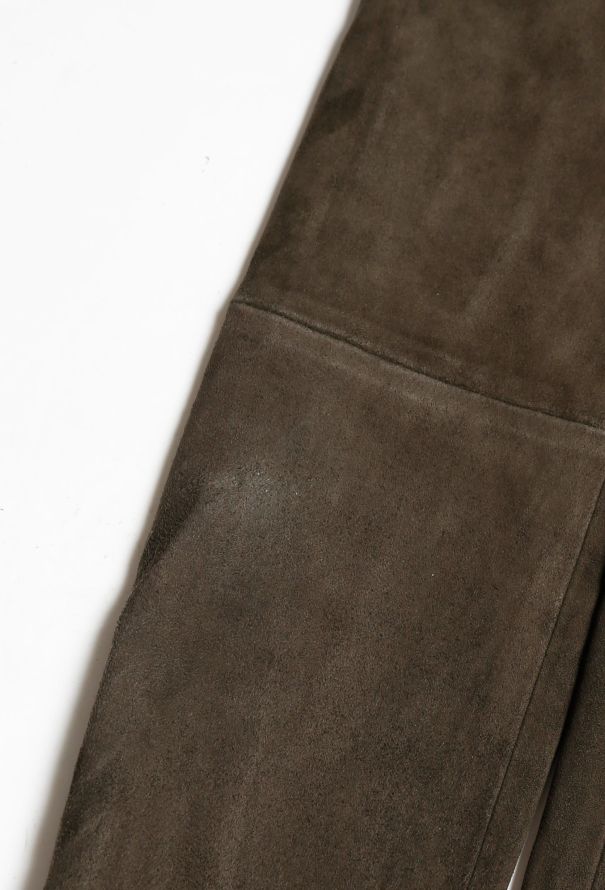 The Row Khaki 'Moto' Suede Trousers - 5