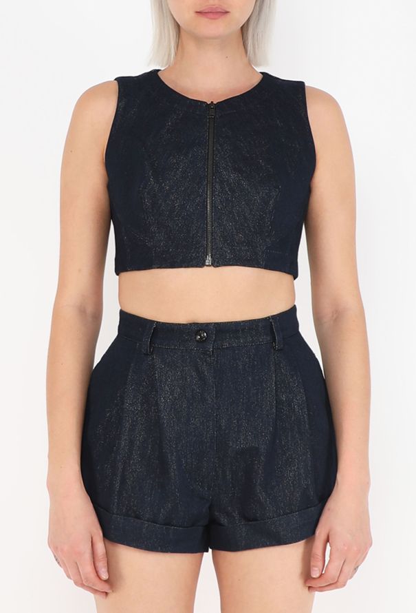 Alaïa Iridescent Denim Shorts Ensemble - 3