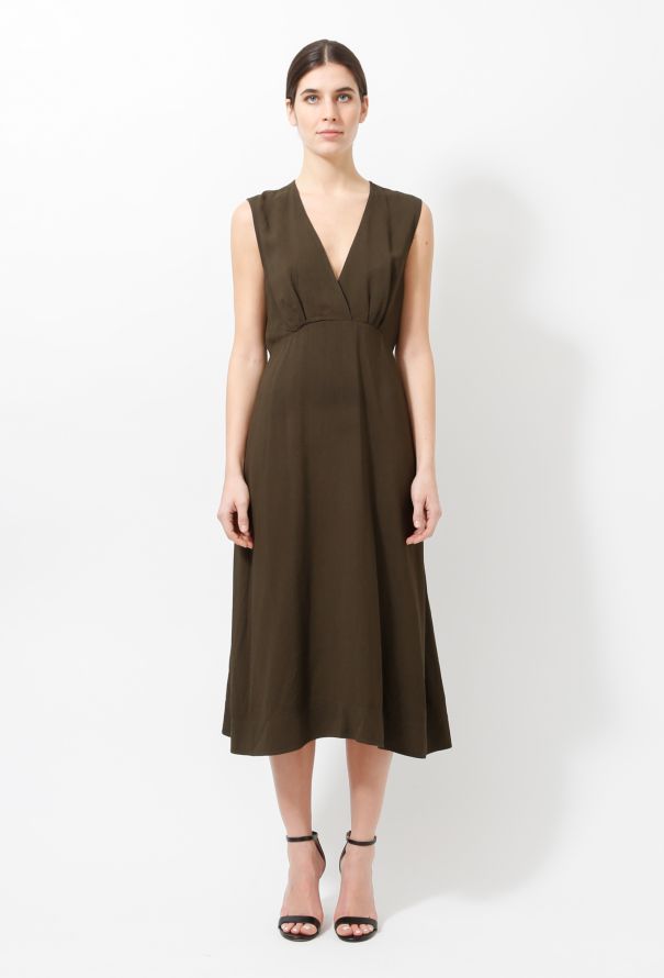 Céline Flared V-neck Midi Dress - 6