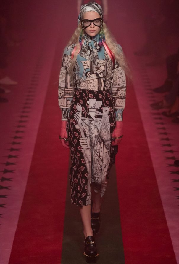 Gucci S/S 2017 Graphic Lavallière Blouse - 2