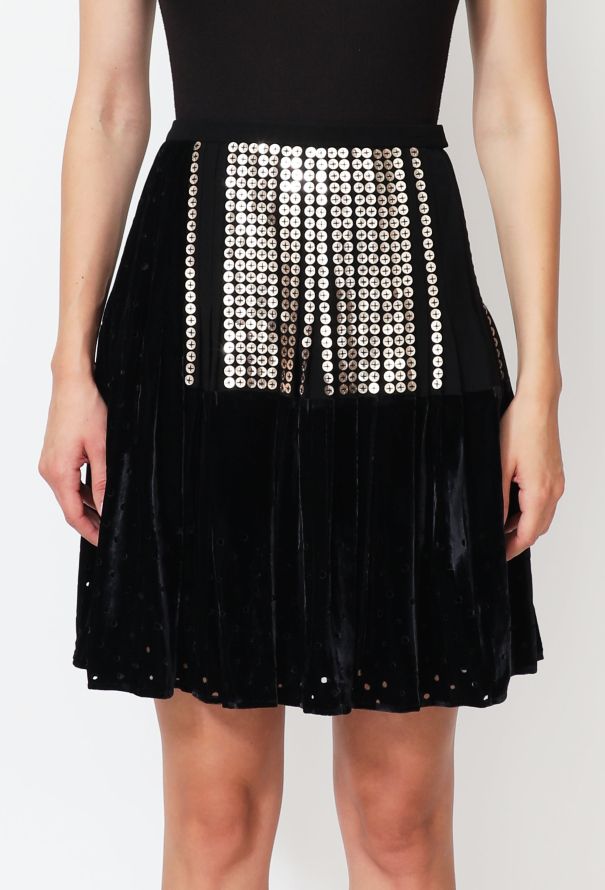 Balenciaga 2009 Sequin Cut-Out Velvet Skirt - 2