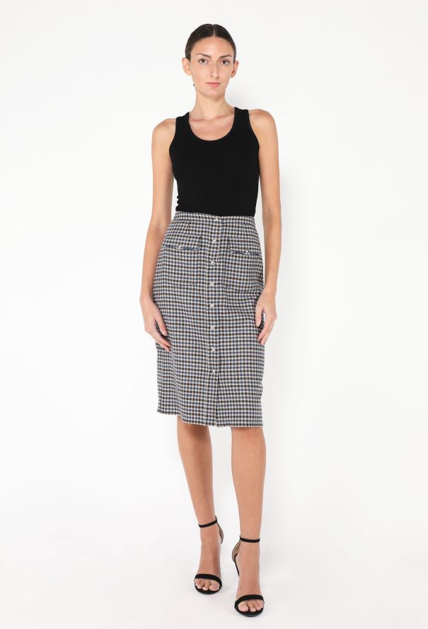 Prada 2024 Gingham Midi Skirt - 1