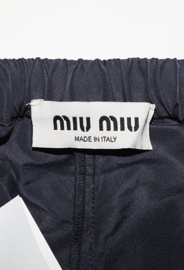 Miu Miu Navy Nylon Drawstring Shorts – Spring 2024 - 5