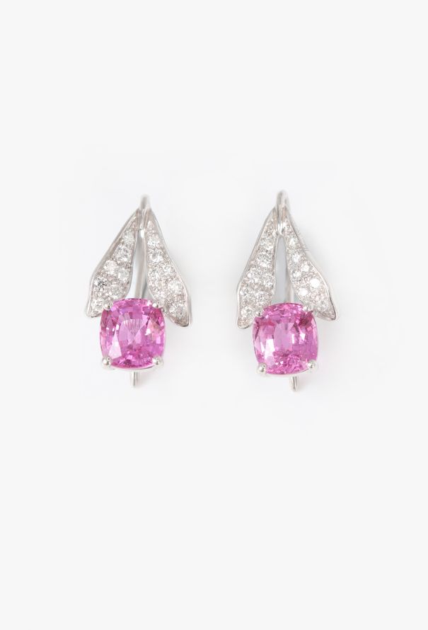 Mellerio 18k Gold, Diamond & 3.93 Carats Sapphire Tulip Earrings - 1