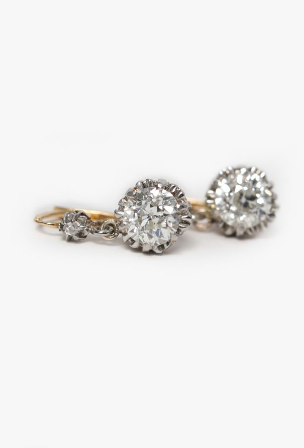 Vintage Fine Jewelry Belle Époque 2.45 Carats Diamond Dormeuses - 3
