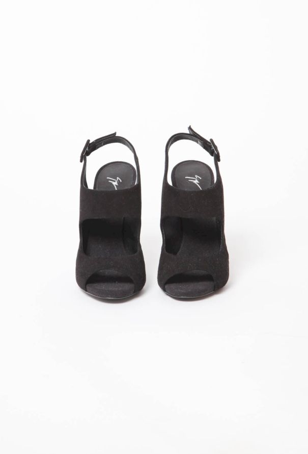 Giuseppe Zanotti Black Suede Cutout Sandals - 2