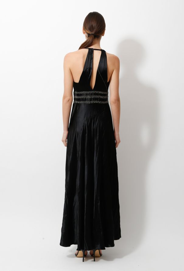 '40s Embroidered Halter Gown - 5