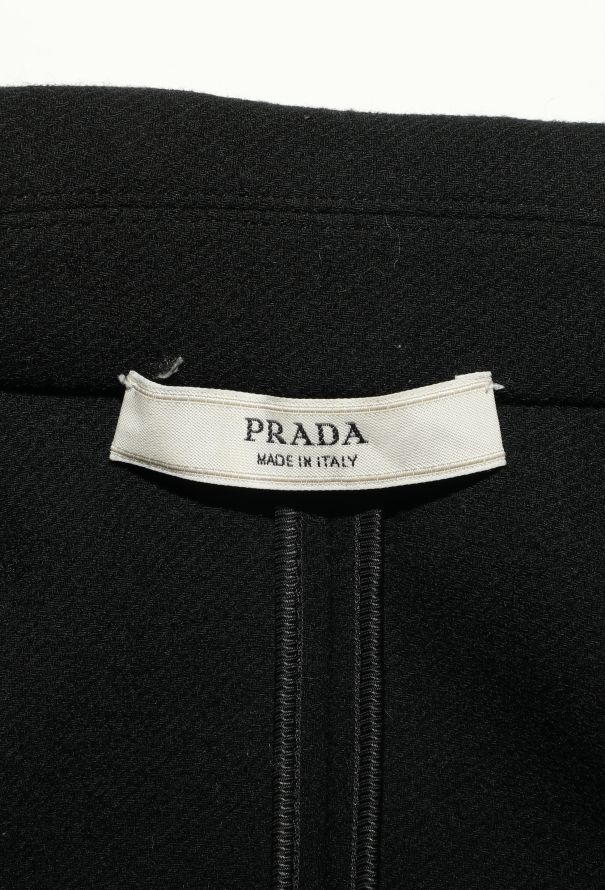 Prada Black Double-Breasted Wool Peacoat - 5