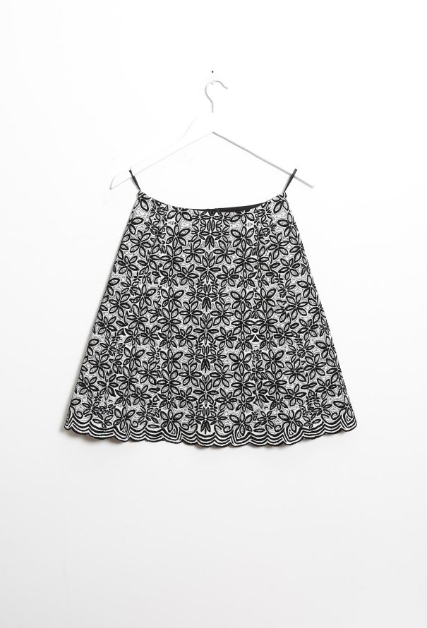 Alaïa Floral Textured Skirt Black & white - 5