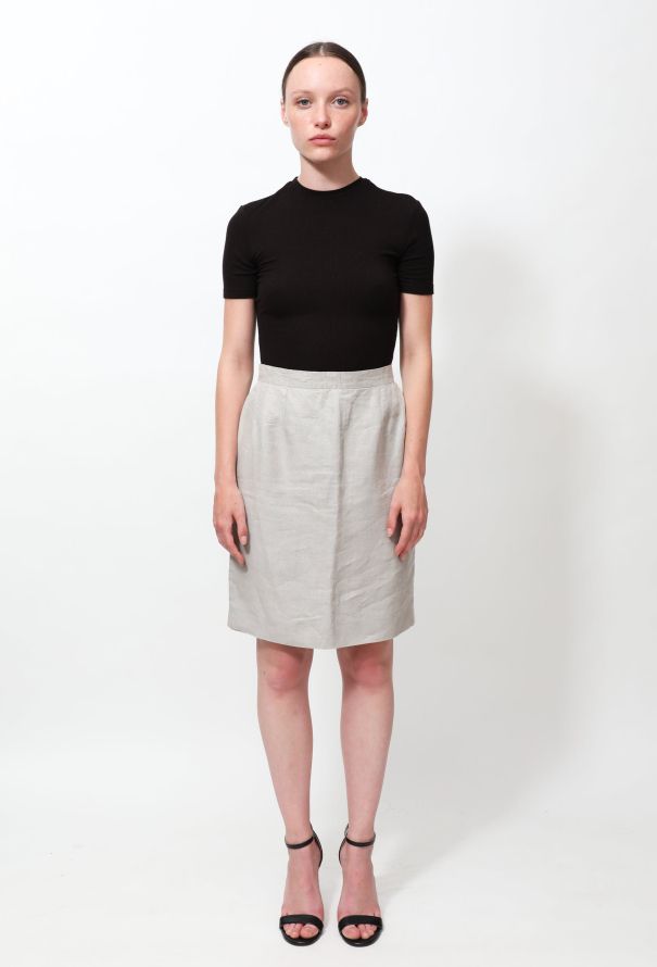 Chanel 80s Side Striped Linen Skirt - 1