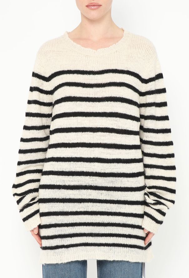 The Elder Statesman Cashmere Sweater White stripes - 1